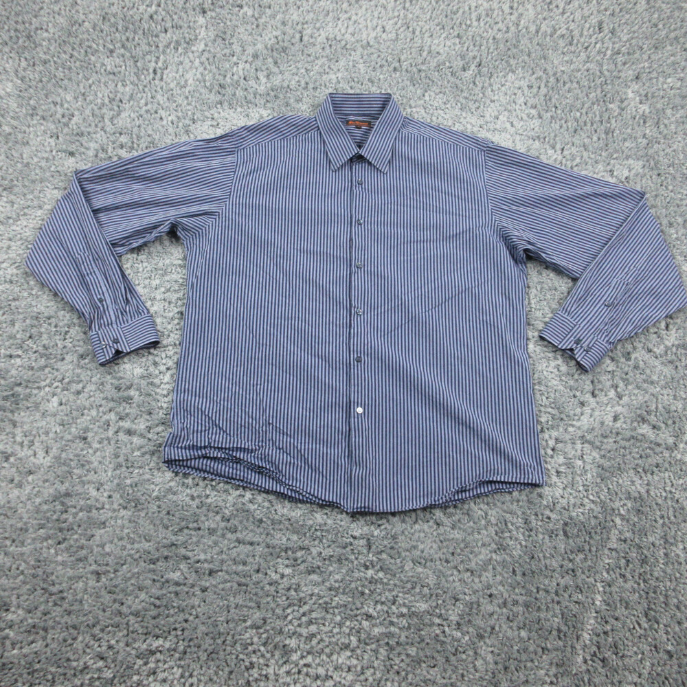 Ben Sherman Shirt Mens XL 17-36 Blue Striped Long Sleeve Button Up